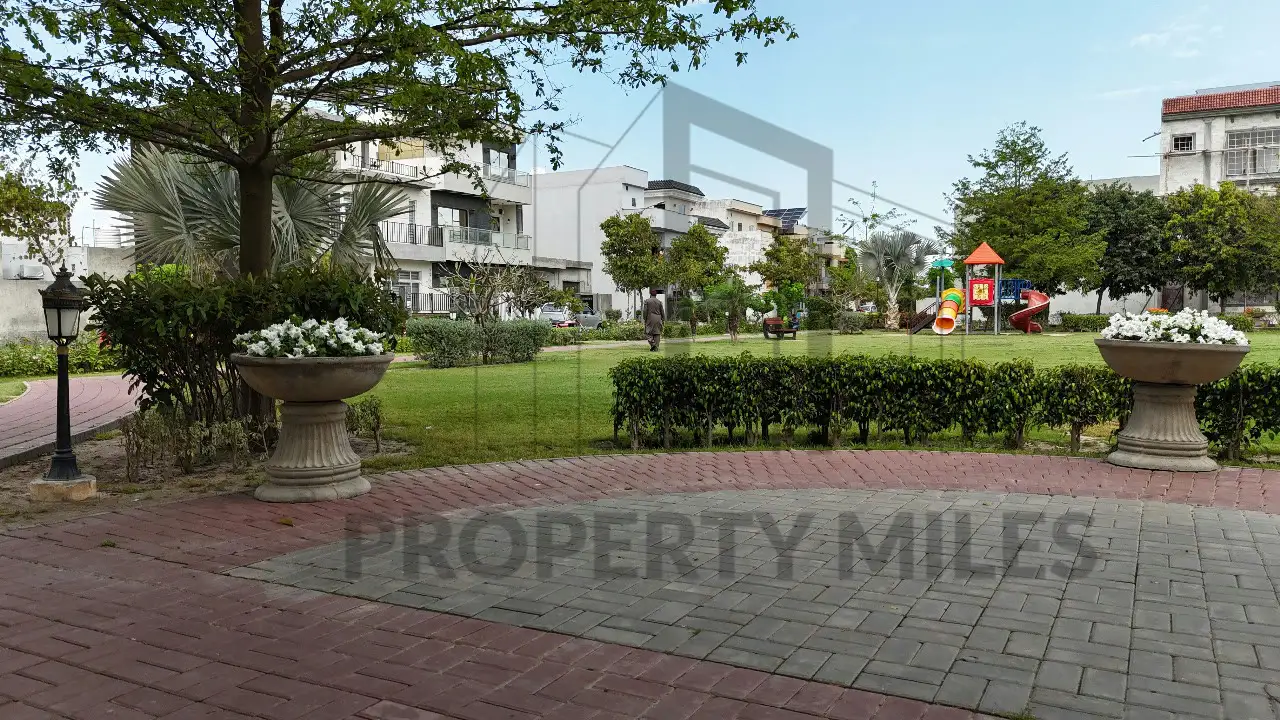 Landscaped plaza in Etihad Town Phase 1